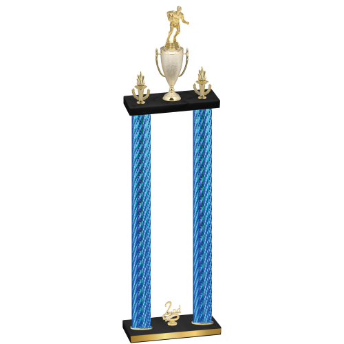 Double Blue Carbon Fiber Second Place Rugby Trophy
