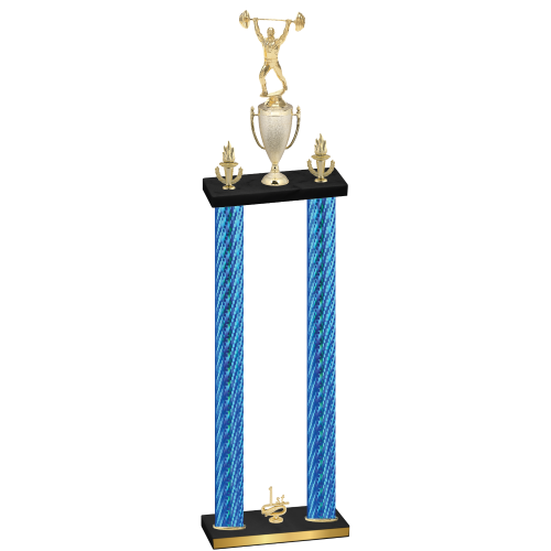 Double Blue Carbon Fiber First Place Weights Trophy