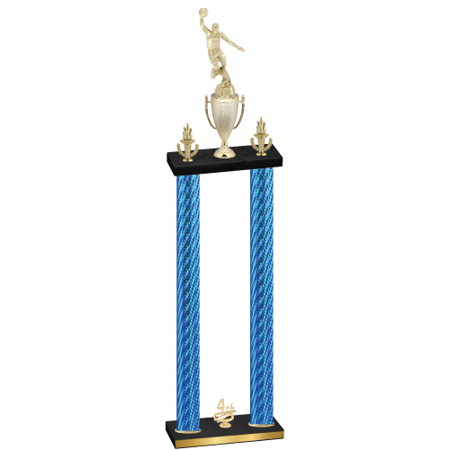 Double Blue Carbon Fiber Fourth Place Basketball Trophy