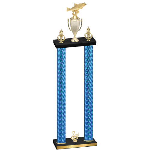 Double Blue Carbon Fiber Second Place Fishing Trophy