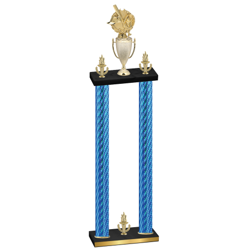 Double Blue Carbon Fiber Victory Baseball Trophy