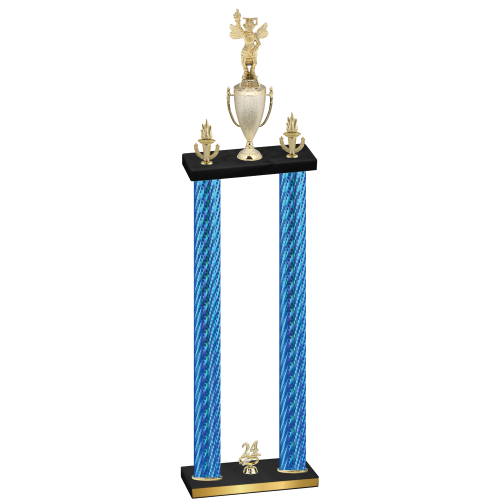 Double Blue Carbon Fiber Year Academics Trophy