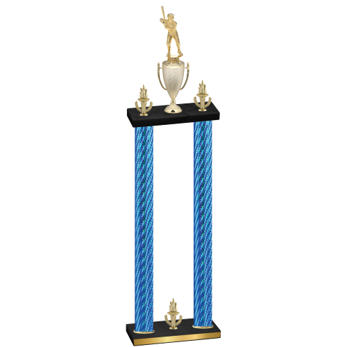 Double Blue Carbon Fiber Victory Baseball Trophy