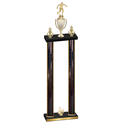 Double Black Glacier Third Place Soccer Trophy