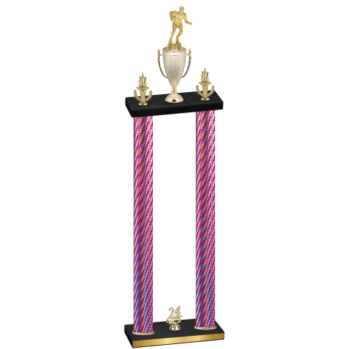 Double Pink Carbon Fiber Year Rugby Trophy