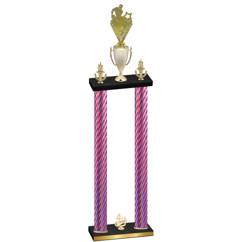 Double Pink Carbon Fiber Fourth Place Rugby Trophy