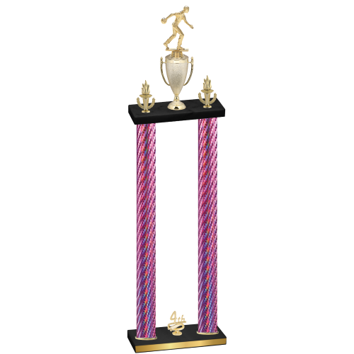 Double Pink Carbon Fiber Fourth Place Bowling Trophy