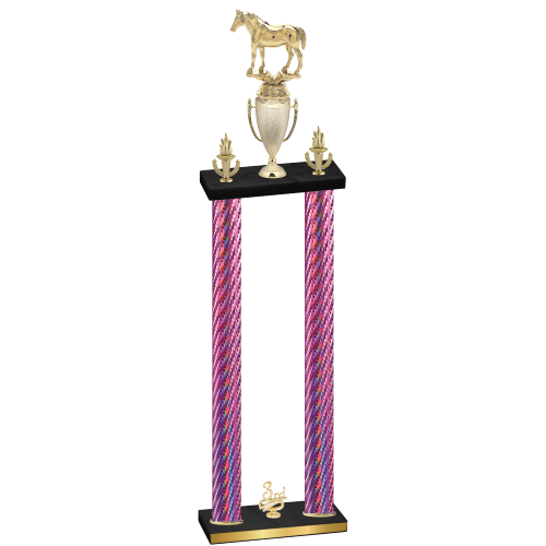 Double Pink Carbon Fiber Third Place Horses Trophy