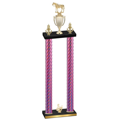 Double Pink Carbon Fiber Third Place Horses Trophy