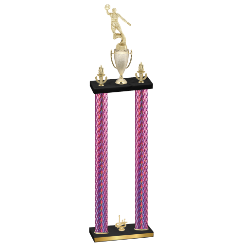 Double Pink Carbon Fiber First Place Basketball Trophy