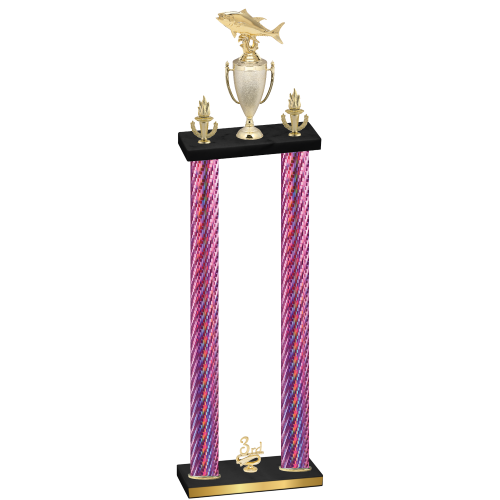 Double Pink Carbon Fiber Third Place Fishing Trophy