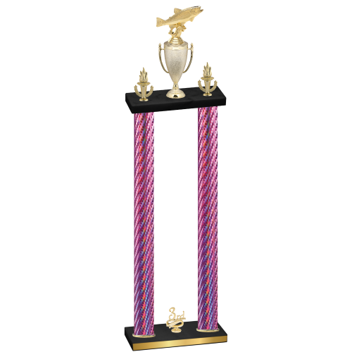 Double Pink Carbon Fiber Third Place Fishing Trophy