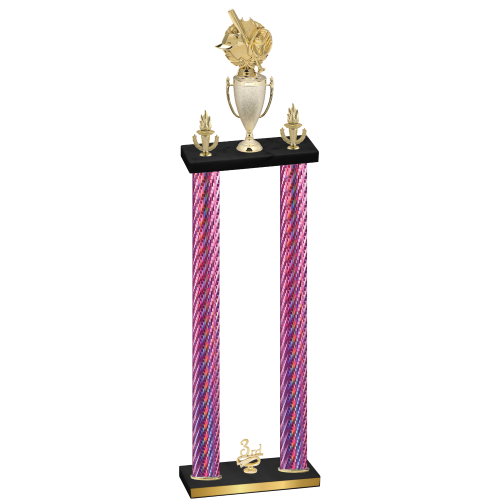 Double Pink Carbon Fiber Third Place Baseball Trophy