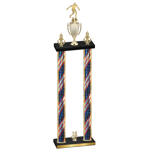 Double Flag USA Year Soccer Trophy