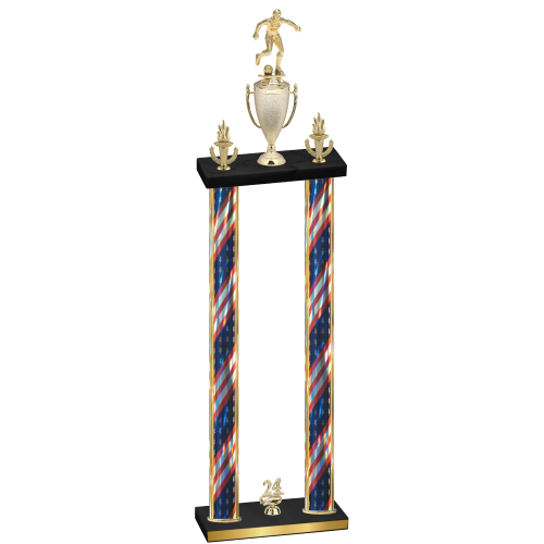 Double Flag USA Year Soccer Trophy
