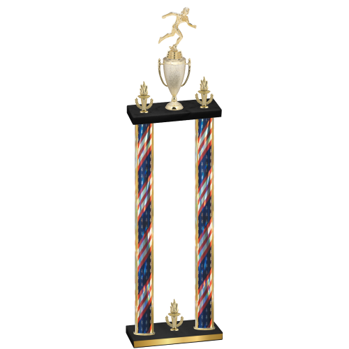 Double Flag USA Victory Running Trophy