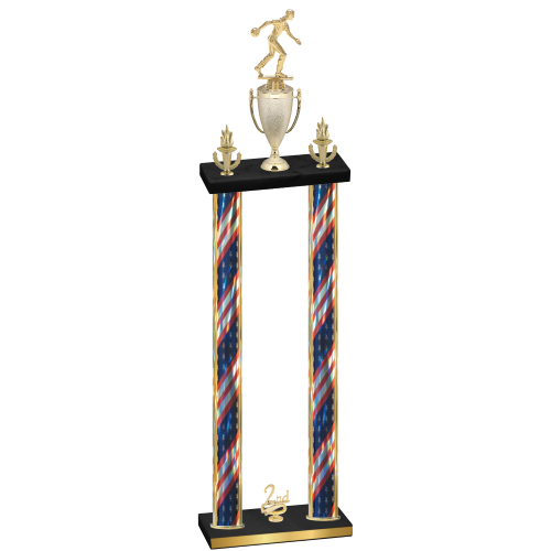Double Flag USA Second Place Bowling Trophy