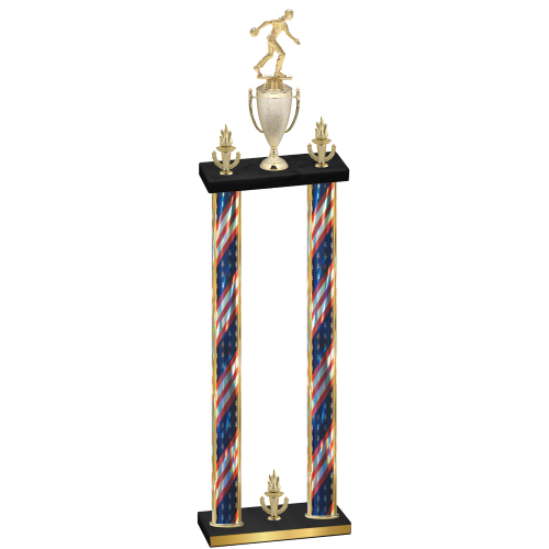 Double Flag USA Victory Bowling Trophy