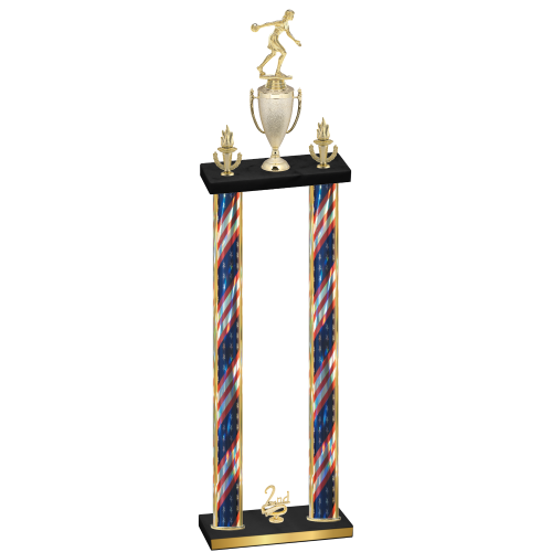 Double Flag USA Second Place Bowling Trophy