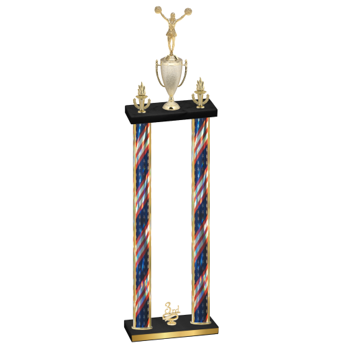 Double Flag USA Third Place Cheerleading Trophy