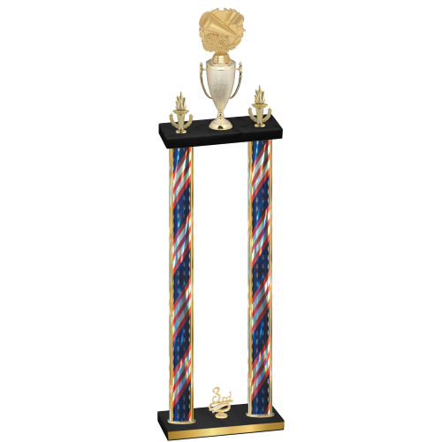 Double Flag USA Third Place Cheerleading Trophy