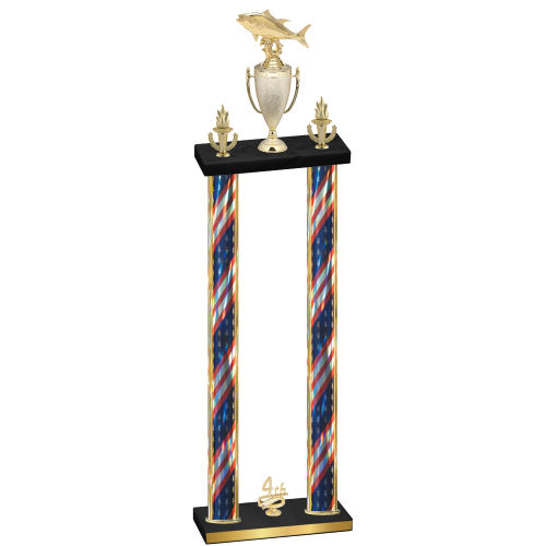 Double Flag USA Fourth Place Fishing Trophy