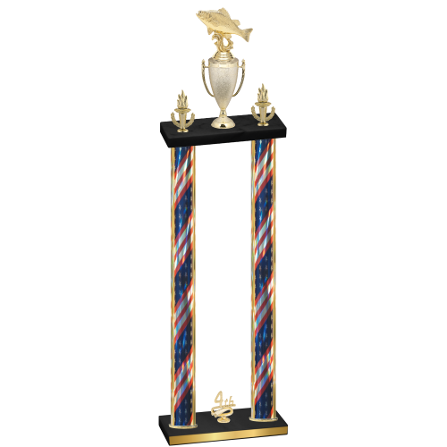 Double Flag USA Fourth Place Fishing Trophy