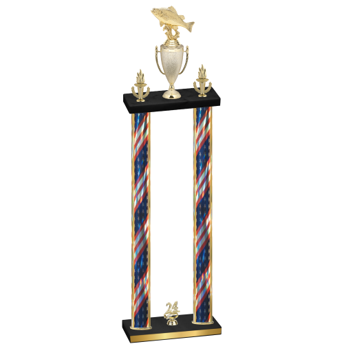 Double Flag USA Year Fishing Trophy
