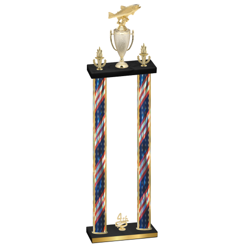 Double Flag USA Fourth Place Fishing Trophy