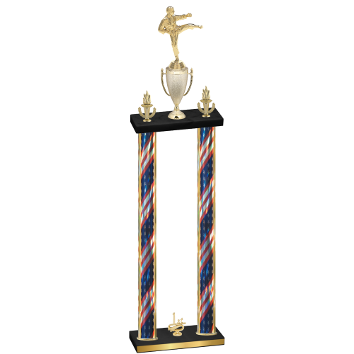Double Flag USA First Place Karate Trophy