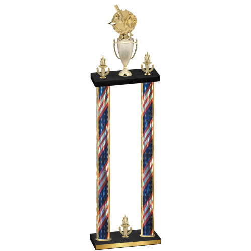 Double Flag USA Victory Baseball Trophy