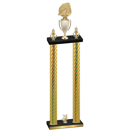 Double Gold Carbon Fiber Year Soccer Trophy