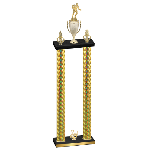 Double Gold Carbon Fiber Second Place Rugby Trophy