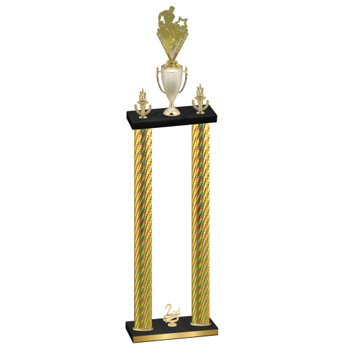 Double Gold Carbon Fiber Second Place Rugby Trophy