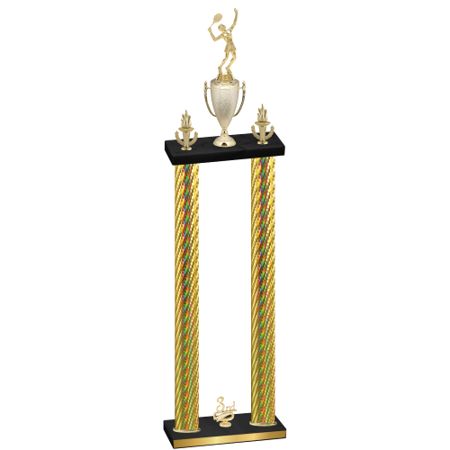 Double Gold Carbon Fiber Third Place Tennis Trophy
