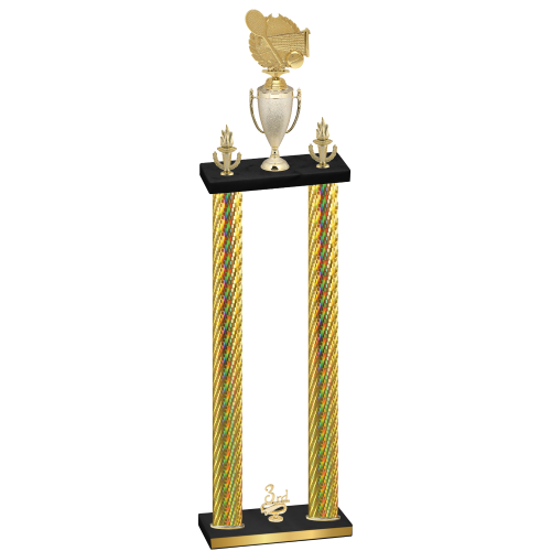 Double Gold Carbon Fiber Third Place Tennis Trophy