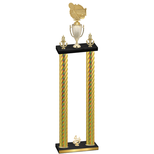 Double Gold Carbon Fiber Fourth Place Tennis Trophy