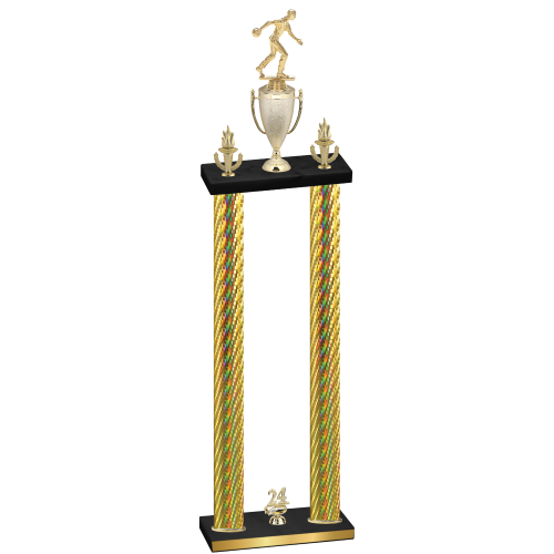 Double Gold Carbon Fiber Year Bowling Trophy