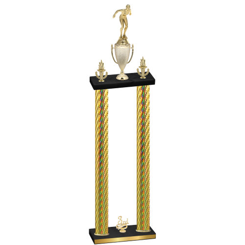 Double Gold Carbon Fiber Third Place Tennis Trophy