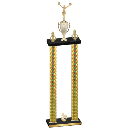 Double Gold Carbon Fiber Fourth Place Cheerleading Trophy