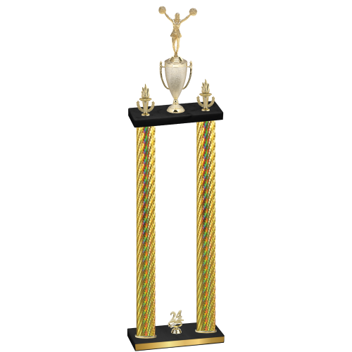 Double Gold Carbon Fiber Year Cheerleading Trophy