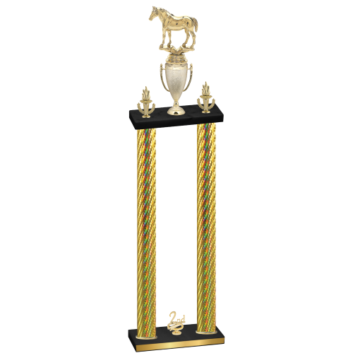 Double Gold Carbon Fiber Second Place Horses Trophy