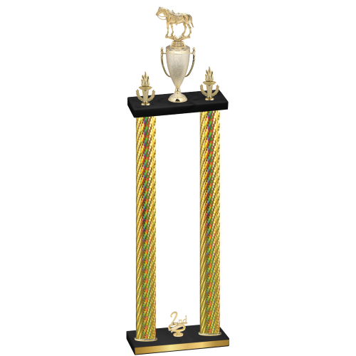 Double Gold Carbon Fiber Second Place Horses Trophy