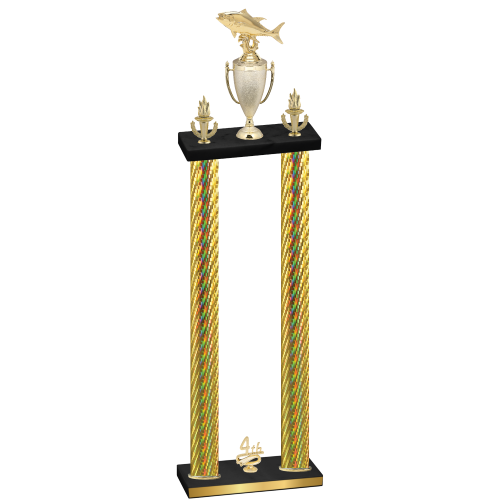 Double Gold Carbon Fiber Fourth Place Fishing Trophy