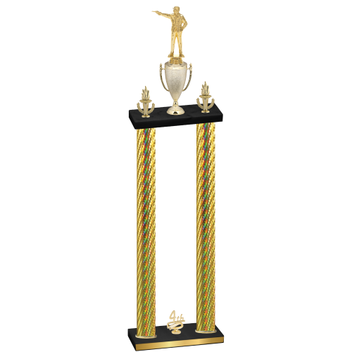 Double Gold Carbon Fiber Fourth Place Shooter Trophy