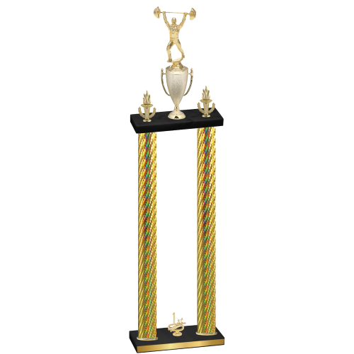 Double Gold Carbon Fiber First Place Weights Trophy