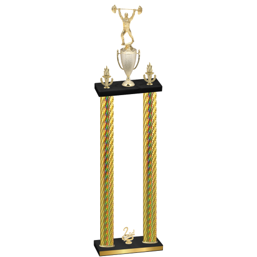 Double Gold Carbon Fiber Second Place Weights Trophy
