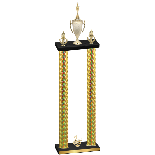 Double Gold Carbon Fiber Second Place Chess Trophy
