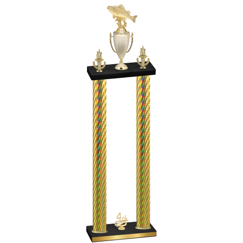 Double Gold Carbon Fiber Fourth Place Fishing Trophy
