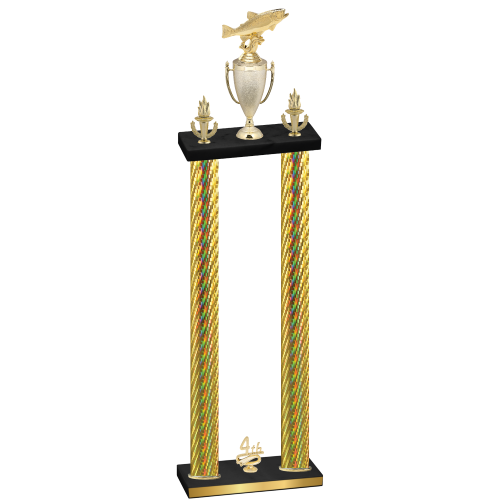 Double Gold Carbon Fiber Fourth Place Fishing Trophy